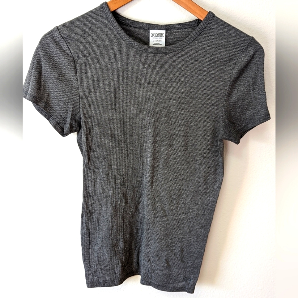 PINK Grey form fitting tee